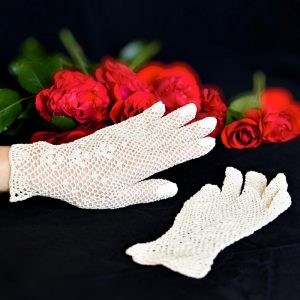 Rękawiczki koronkowe ręcznie robione na szydełku