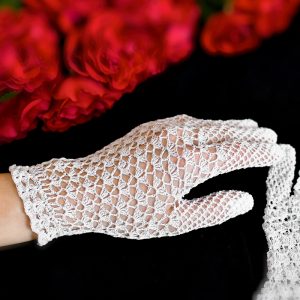 Rękawiczki koronkowe ręcznie robione na szydełku