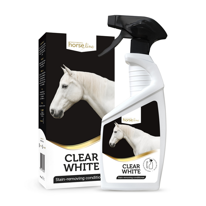HorseLinePro Clear White 750ml usuwa plamy, dla siwych koni
