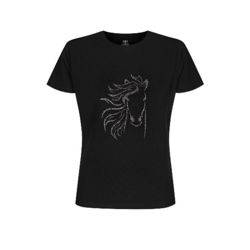 Koszulka z koniem - głowa konia z błyszczących kamyczków